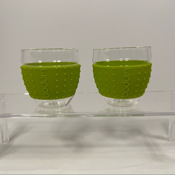 Bodum Pavina glasses with silicone sleeves espresso cups 3oz green - Picture 5 of 5